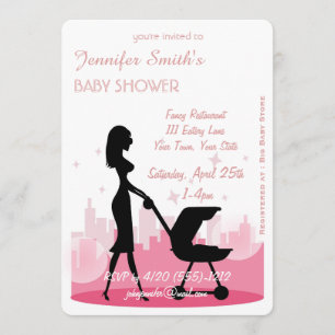 Invitaciones a la ducha de bebé moderna del Chica 
