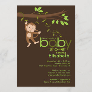 Invitaciones a la ducha de bebé mona de la jungla