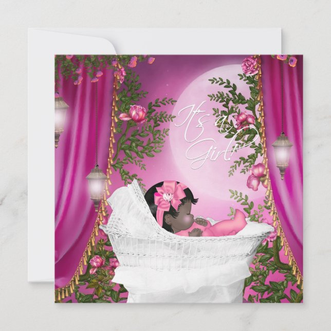 Invitaciones a la ducha de bebé moon rosa (Anverso)