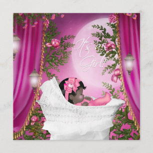 Invitaciones a la ducha de bebé moon rosa