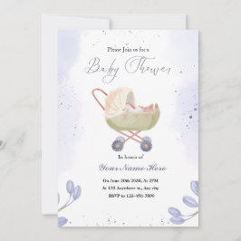 Invitaciones a la ducha de bebé morado blanco oscu