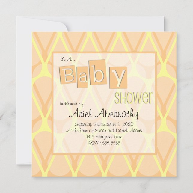 Invitaciones a la ducha de bebé - Naranja (Anverso)