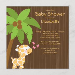 Invitaciones a la ducha de bebé neutra de la jiraf