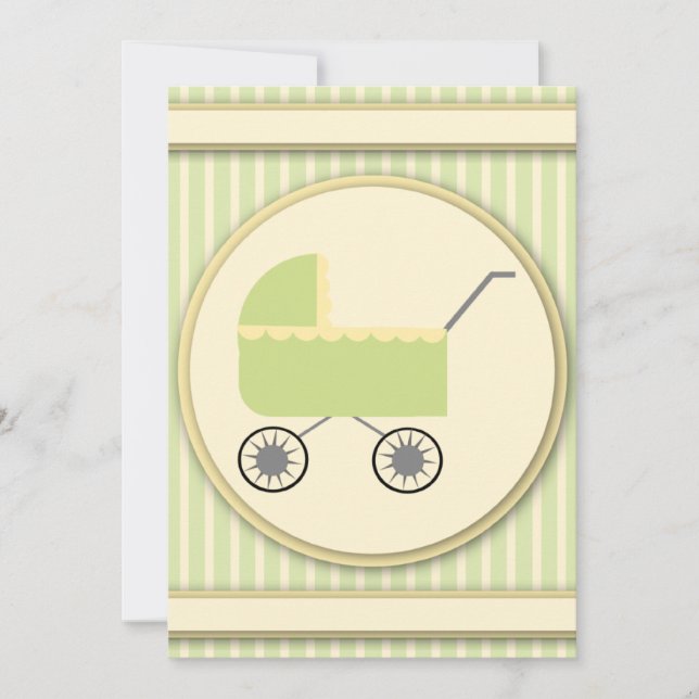 Invitaciones a la ducha de bebé neutro de transpor (Anverso)