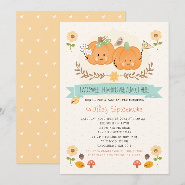 Invitaciones a la ducha de bebé para niños gemelos (Anverso / Reverso)