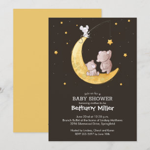 Invitaciones a la ducha de bebé por la luna y las 