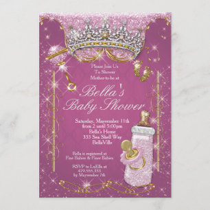 Invitaciones a la ducha de bebé Purpurina de honda
