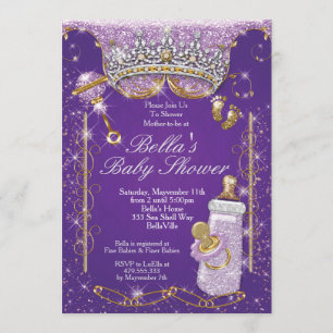 Invitaciones a la ducha de bebé Purpurina morado