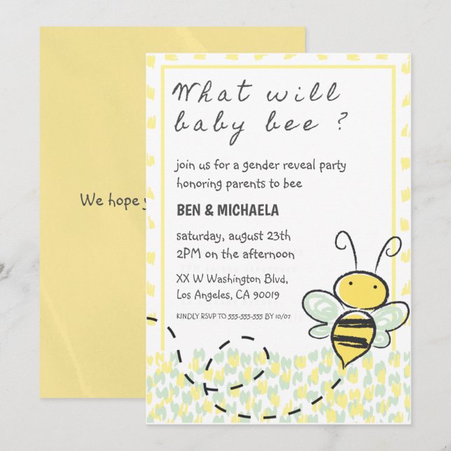 Invitaciones a la ducha de bebé, revelación de gén (Anverso / Reverso)