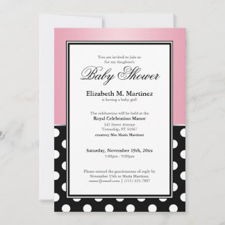 Invitaciones a la ducha de bebé rosada del punto d