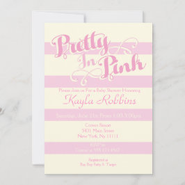 Invitaciones a la ducha de bebé rosada en bonito