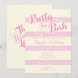 Invitaciones a la ducha de bebé rosada en bonito