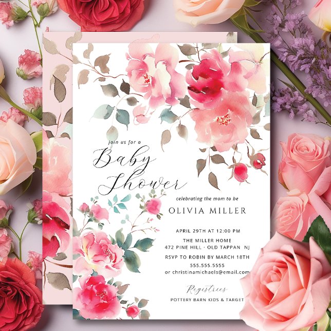 Invitaciones a la ducha de bebé Rubor Blossom (Subido por el creador)
