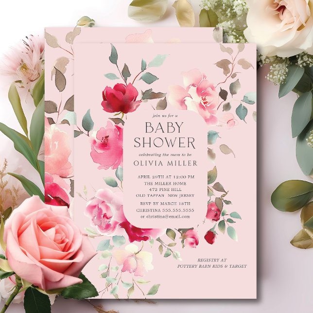 Invitaciones a la ducha de bebé Rubor Blossom (Subido por el creador)