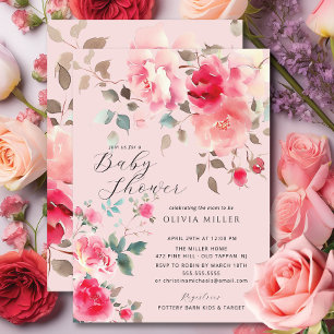 Invitaciones a la ducha de bebé Rubor Blossom