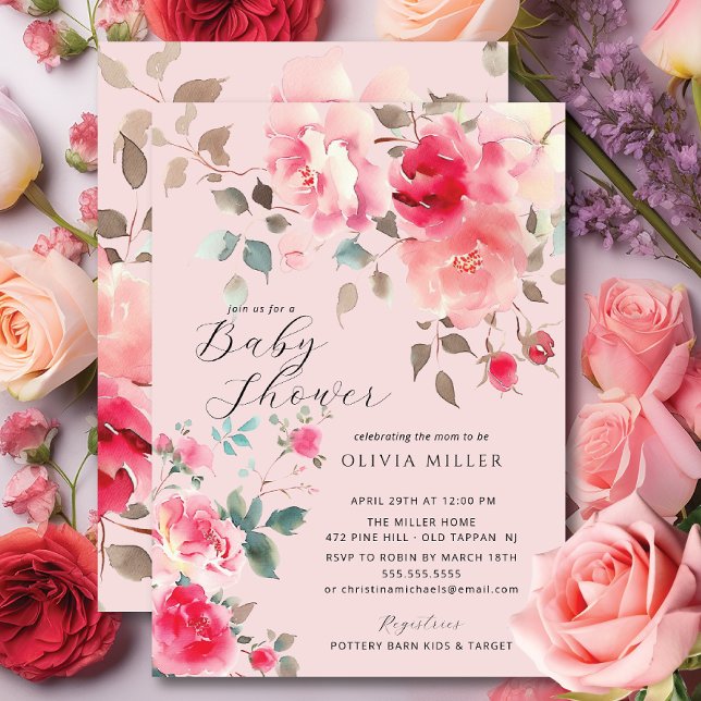 Invitaciones a la ducha de bebé Rubor Blossom (Subido por el creador)
