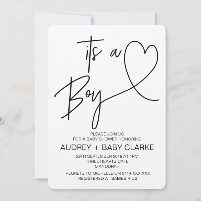 Invitaciones a la ducha de bebé rustic Boy (Anverso)