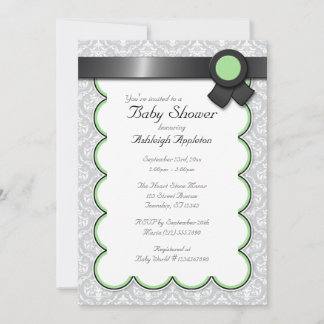 Invitaciones a la ducha de bebé Sage & Grey Damask