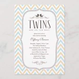 Invitaciones a la ducha de bebé Twin Boy