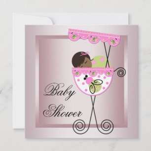 Invitaciones a la ducha de bebé verde rosa