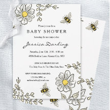 Invitaciones a la ducha de bebé virtual Bumble Bee