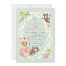 Invitaciones a la ducha de bebé Woodland Bear