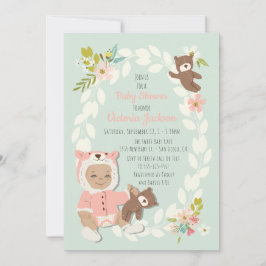 Invitaciones a la ducha de bebé Woodland Bear
