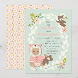 Invitaciones a la ducha de bebé Woodland Bear