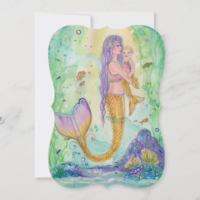 Invitaciones a la ducha de bebé y a la sirena de m (Anverso)