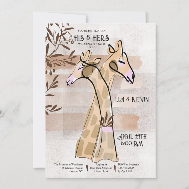 Invitaciones a la ducha de bodas de su padre y de  (Anverso)