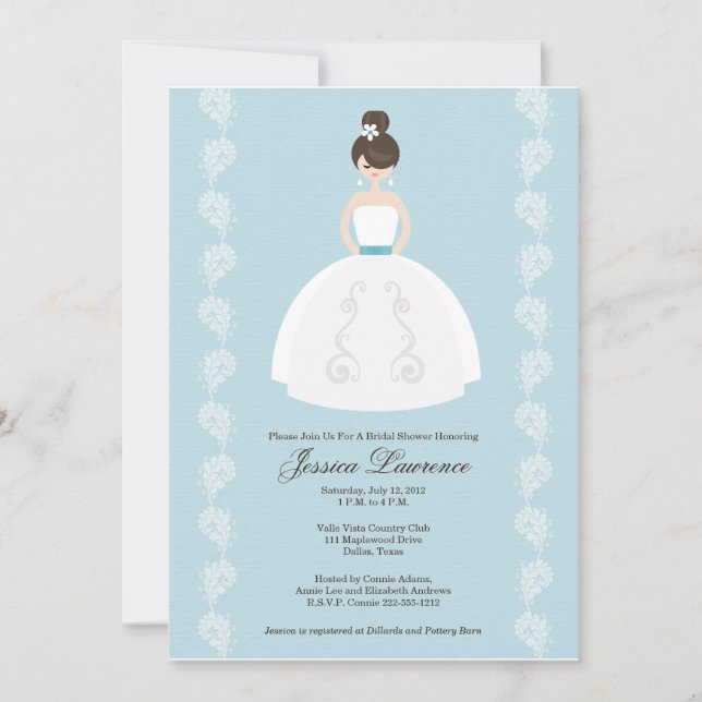 Invitaciones a la ducha de Bonito Brunette Bridal (Anverso)