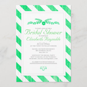 Invitaciones a la ducha de bridas con tiras verdes