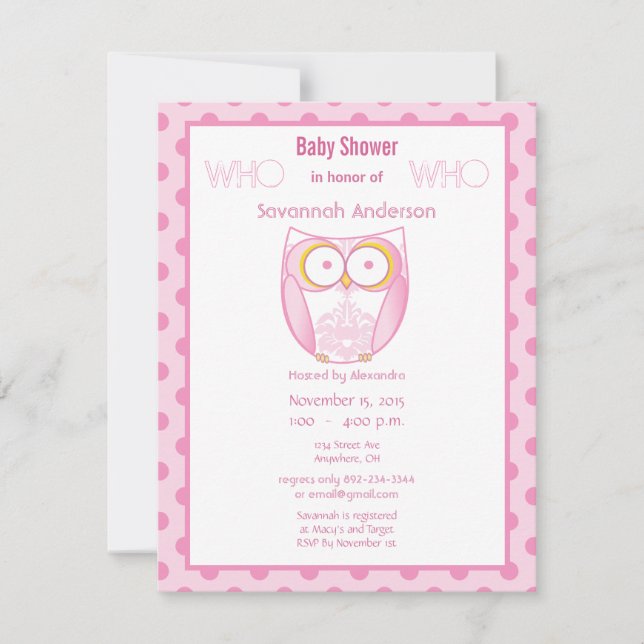 Invitaciones a la ducha de búho (Anverso)