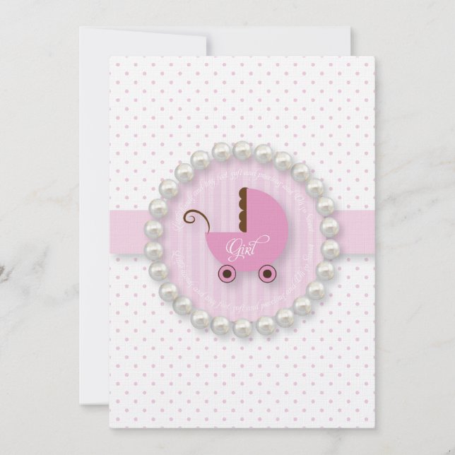 Invitaciones a la ducha de Chica rosa y marrón mod (Anverso)