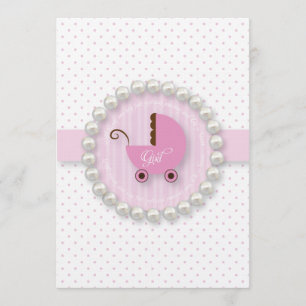 Invitaciones a la ducha de Chica rosa y marrón mod