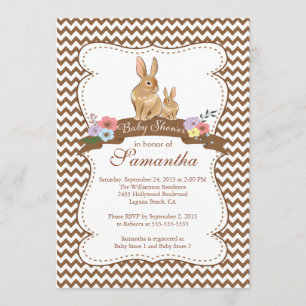 Invitaciones a la ducha de conejo conejo pequeño