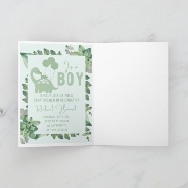 Invitaciones a la ducha de dinosaurios (Interior)