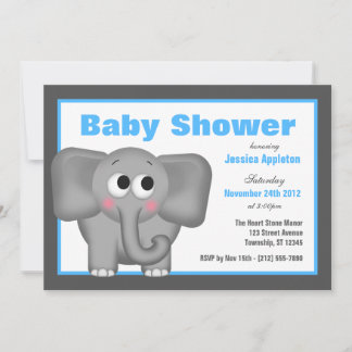 Invitaciones a la ducha de elefante azul Adorable