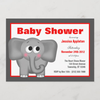 Invitaciones a la ducha de elefante rojo