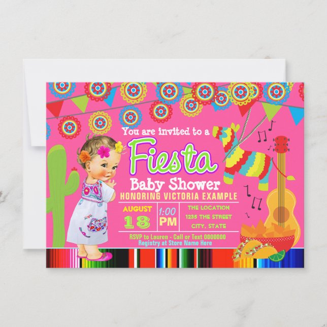 Invitaciones a la ducha de fiesta mexicana para ni (Anverso)