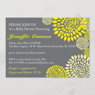 Invitaciones a la ducha de flores amarillas modern