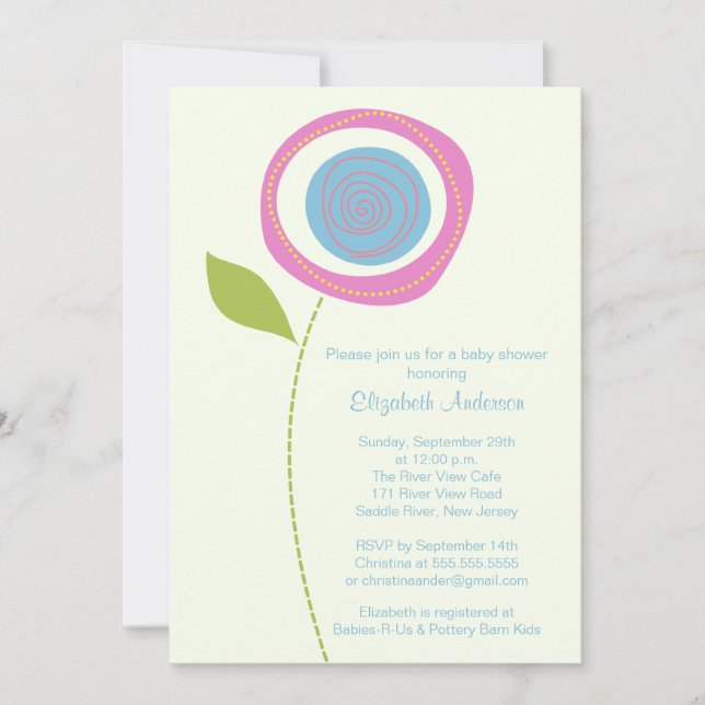 Invitaciones a la ducha de flores de flor audaz (Anverso)
