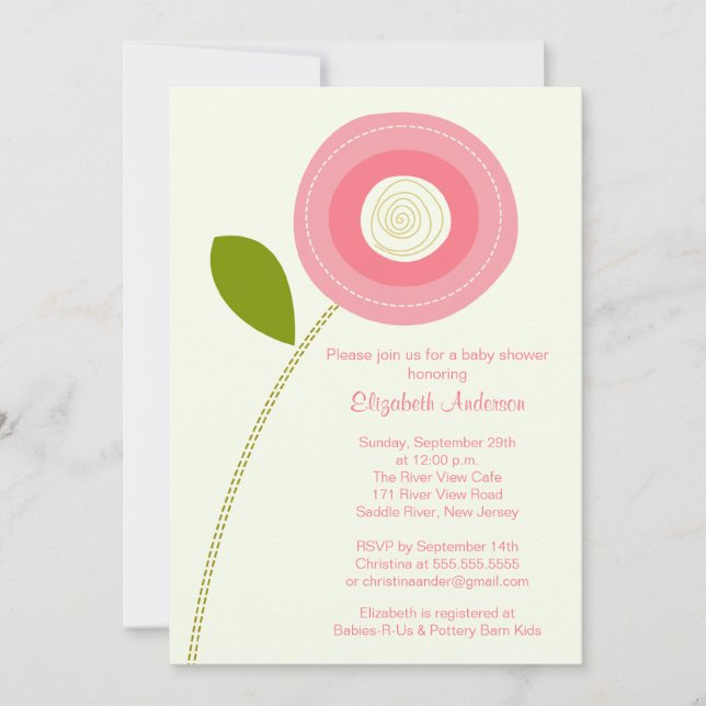 Invitaciones a la ducha de flores de flor audaz (Anverso)