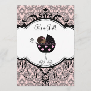 Invitaciones a la ducha de la bebé damascal negra