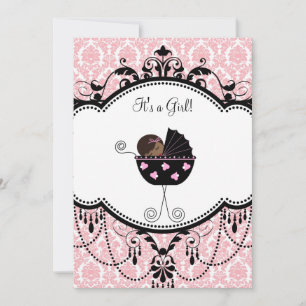 Invitaciones a la ducha de la bebé damascal negra