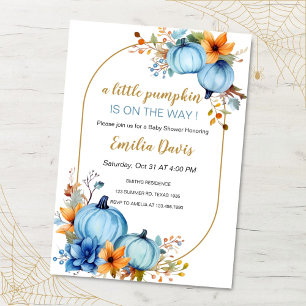 Invitaciones a la ducha de la calabaza azul pequeñ