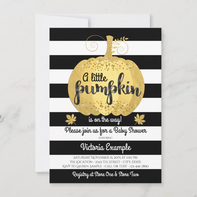 Invitaciones a la ducha de la calabaza pequeña de  (Anverso)