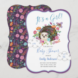 Invitaciones a la ducha de la niña Woodland Hedgeh