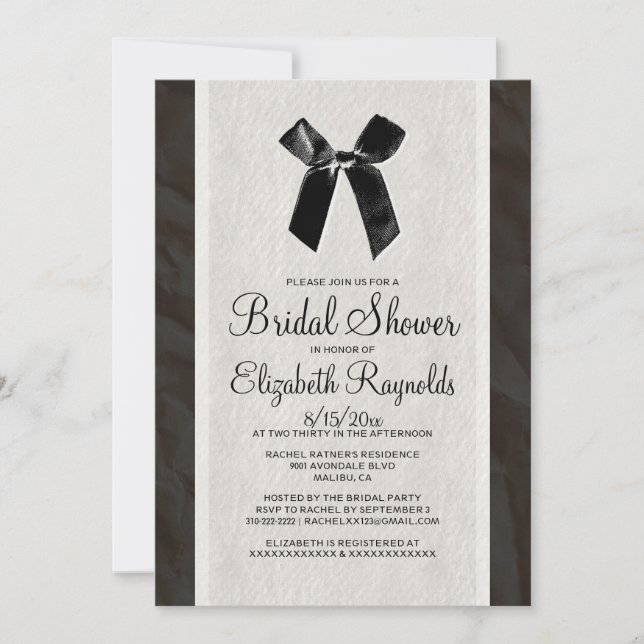 Invitaciones a la ducha de la novia de Black Vinta (Anverso)