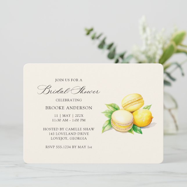 Invitaciones a la ducha de la novia de limón Sunsh (Anverso de pie)